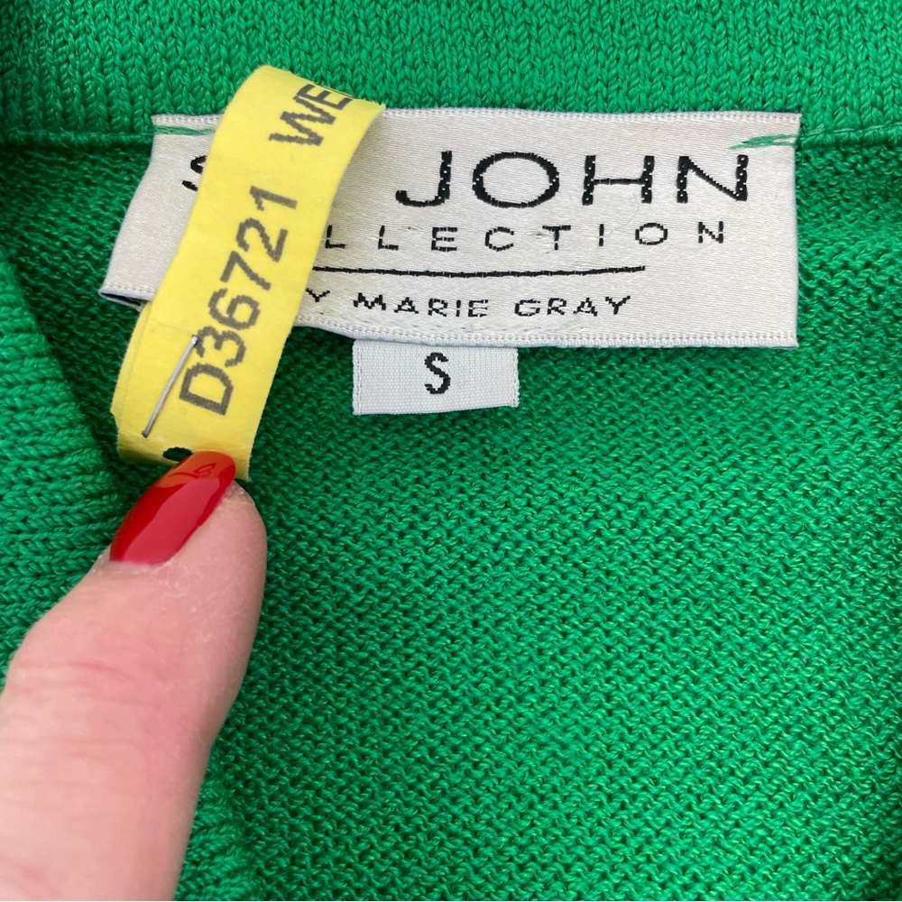 St. John Knit Bomber Cardigan Jacket Small Green/Purple - Picture 14 of 16